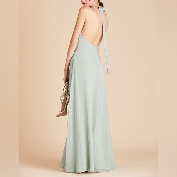 Birdy Grey NWT Moni Convertible Halter Back Chiffon Bridesmaid Dress Green XS - Picture 2 of 12